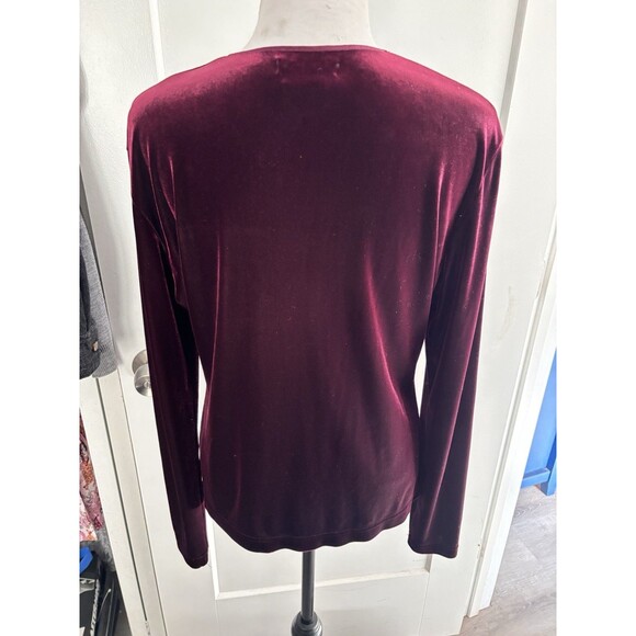 Vtg 90s Esprit De Corp Velvet Cardigan Snap Front Whimsigoth Burgundy USA made L - Picture 5 of 8